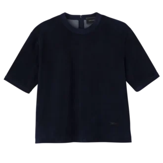 Bleu marine – Top court en cuir