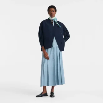 Bleu marine – Veste kimono en taffetas technique