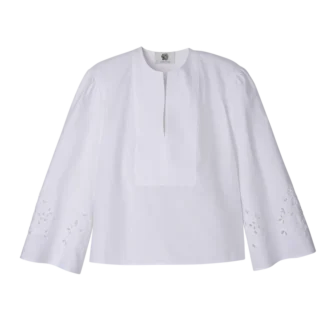 Blouse blanche en popeline brodée