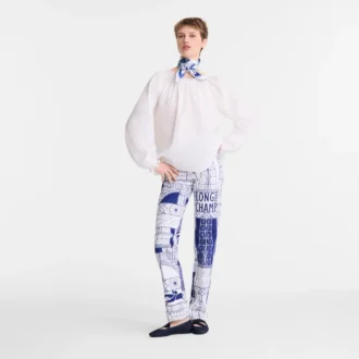 Blouse blanche en popeline brodée