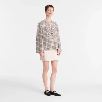 Blouse en coton jacquard écru