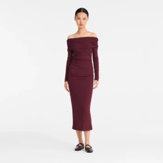 Bordeaux – Jersey crêpe Robe longue