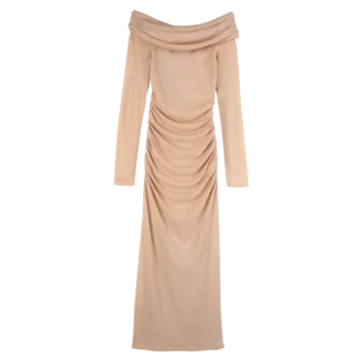 Crème – Jersey crêpe Robe longue