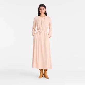 Crème – Jersey crêpe Robe longue
