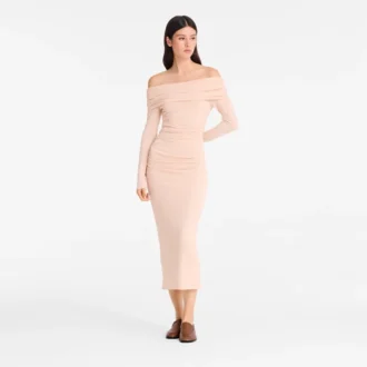 Crème – Jersey crêpe Robe longue