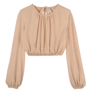 Crème – Top en jersey crêpe