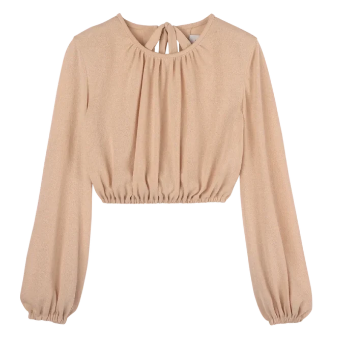 Crème – Top en jersey crêpe
