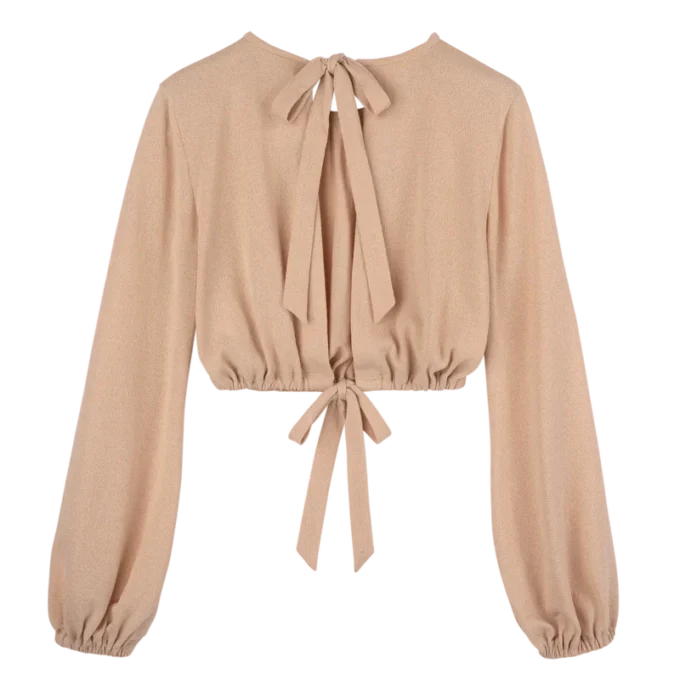 Crème – Top en jersey crêpe