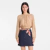 Crème – Top en jersey crêpe