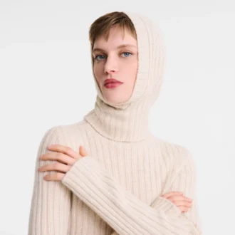 Écru – Cagoule en tricot