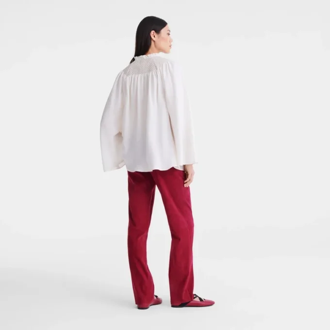 Écru – Chemisier à voile smocké