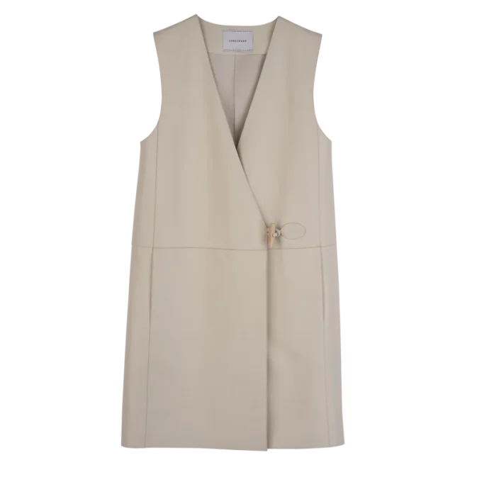 Écru – Cuir Veste sans manches