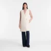 Écru – Cuir Veste sans manches