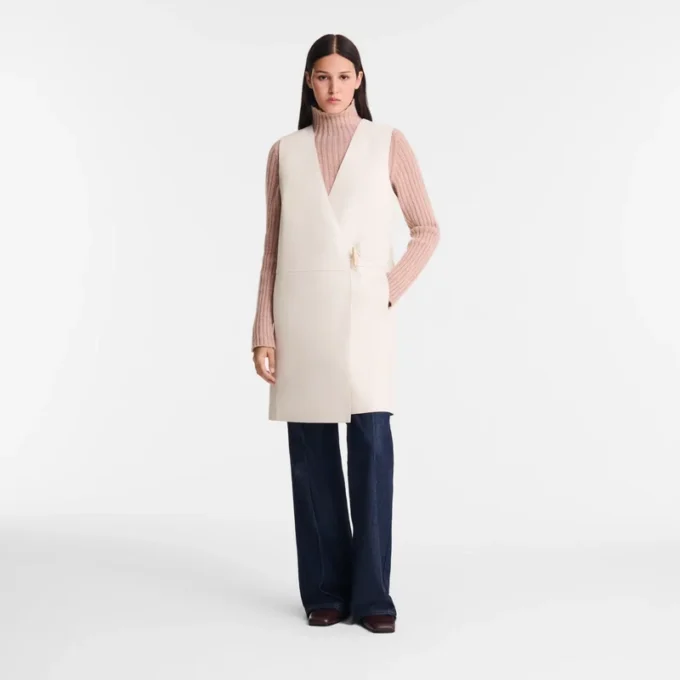 Écru – Cuir Veste sans manches