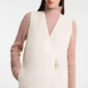 Écru – Cuir Veste sans manches
