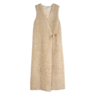 Écru – Fausse fourrure Cardigan long