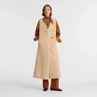 Écru – Fausse fourrure Cardigan long