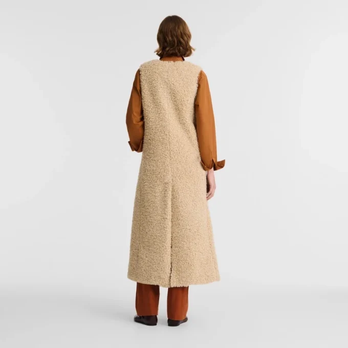 Écru – Fausse fourrure Cardigan long