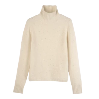 Ivoire – Pull en maille à col montant