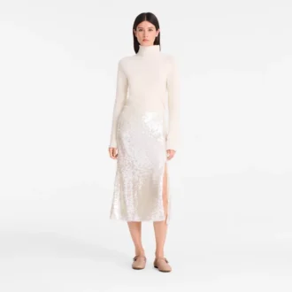 Ivoire – Pull en maille à col montant