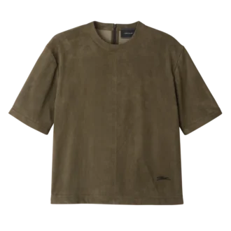 Kaki – Cuir Top court en cuir