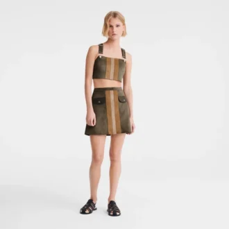 Kaki – Jupe en cuir