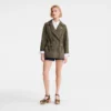 Kaki – Veste safari en cuir Kaki – Veste safari en cuir