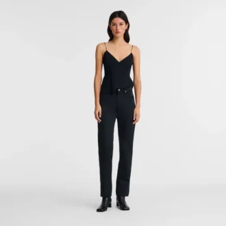 Noir – Pantalon en satin Techno