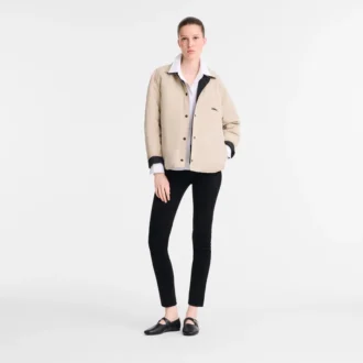 Noir/Papier – Blouson matelassé en taffetas technique