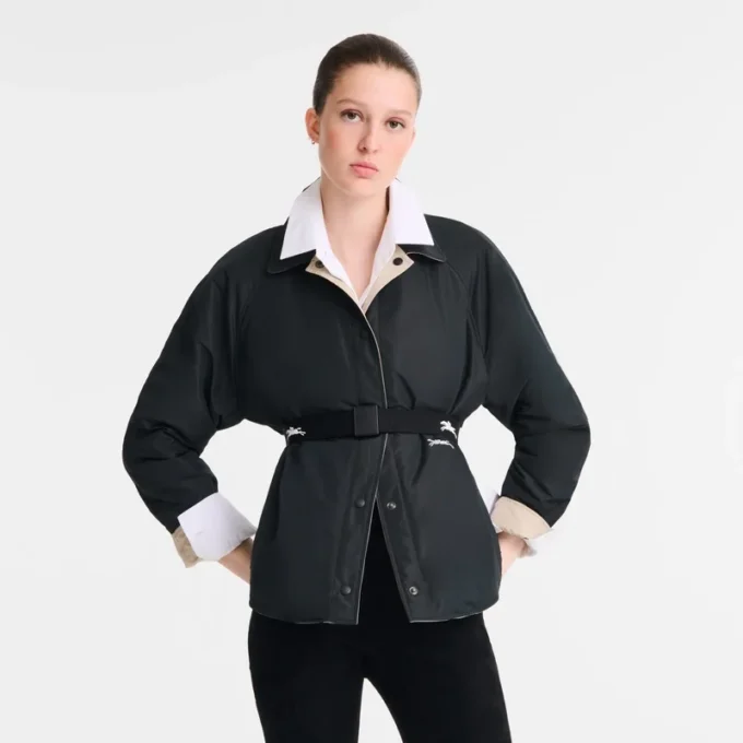 Noir/Papier – Blouson matelassé en taffetas technique Noir/Papier – Blouson matelassé en taffetas technique