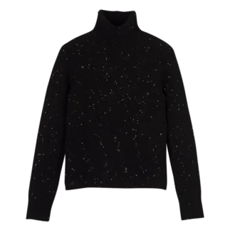 Noir – Pull à col haut en maille