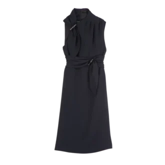 Noir – Robe en crêpe fluide