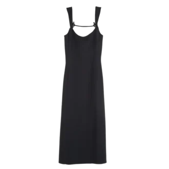 Noir – Robe longue en crêpe