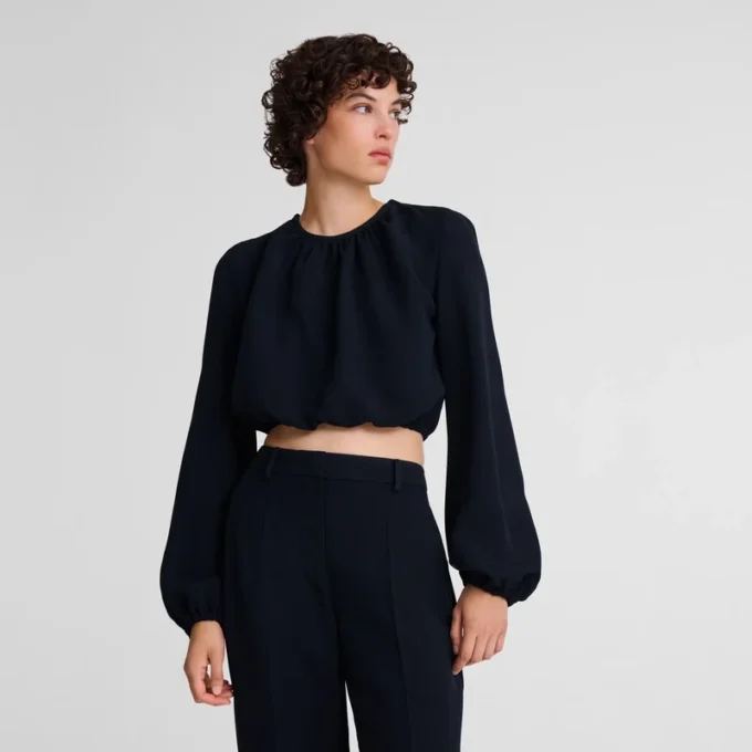 Noir – Top en crêpe Noir – Top en crêpe