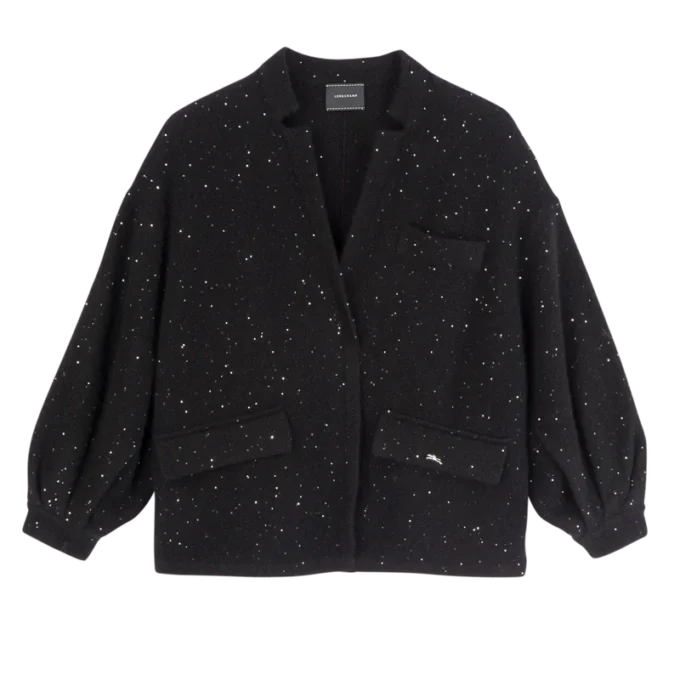 Noir – Veste kimono en maille