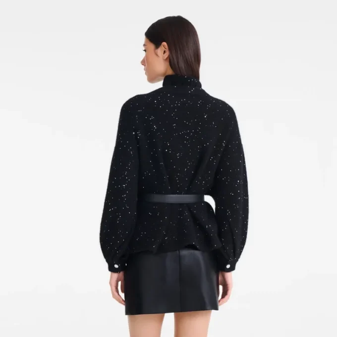 Noir – Veste kimono en maille