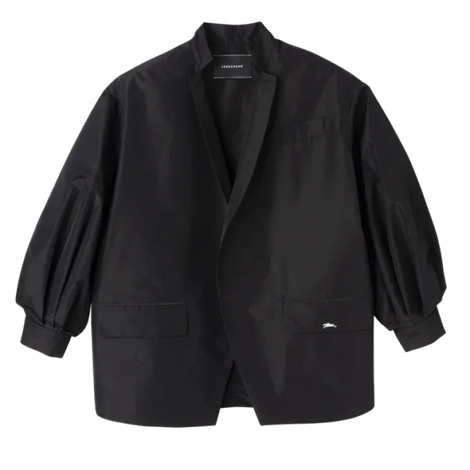 Noir – Veste kimono en taffetas technique