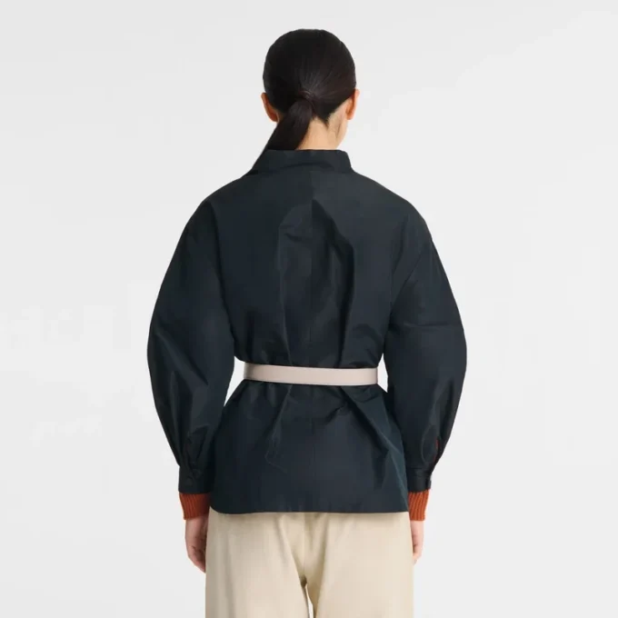 Noir – Veste kimono en taffetas technique