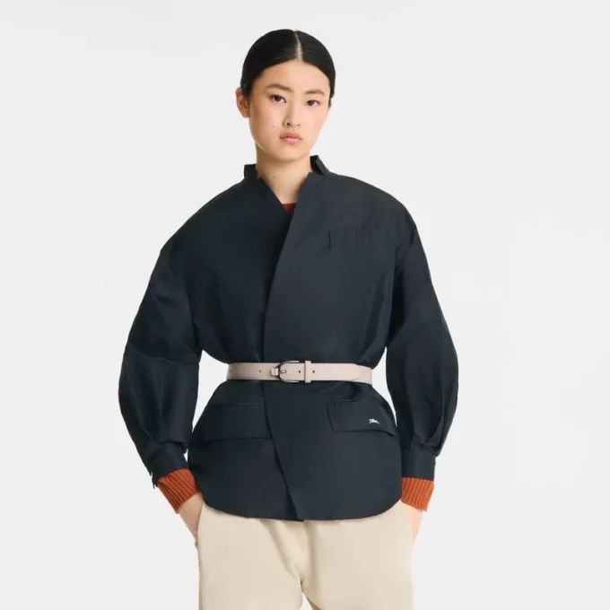 Noir – Veste kimono en taffetas technique