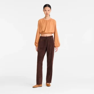 Pantalon droit en cuir Pantalon droit en cuir