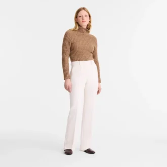 Pantalon en crêpe écru