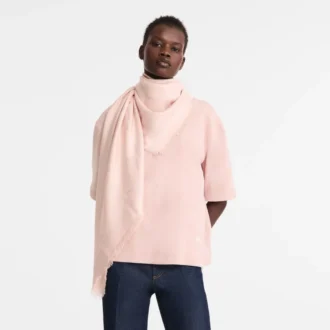 Rose pétale – Châle Le Roseau en soie mélangée