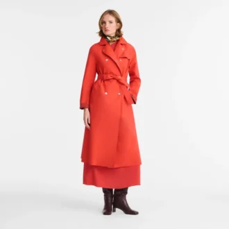 Rouge – Trench-coat en toile technique déperlante Rouge – Trench-coat en toile technique déperlante